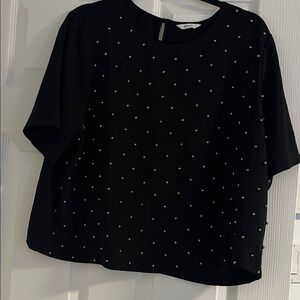 Reitmans Black Blouse with Pearl Accents
